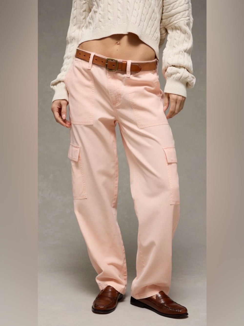 AE Low-Rise Baggy Straight Cargo Pant Beach Peach